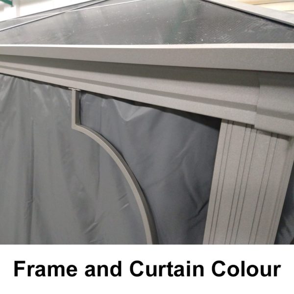 Polycarbonate Roof Pavilion Gazebo - 2.5m x 2.5m (with Curtains & Mosquito Nets) - Image 3