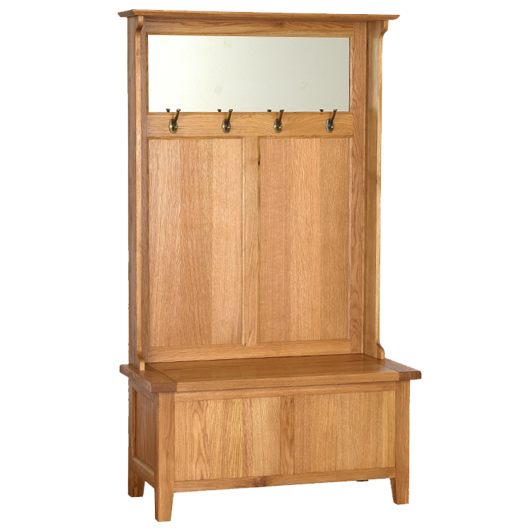 Vancouver Petite Oak Hall Tidy Storage Bench With Coat Rack And Mirror Nb075 Bests Oak Hall Tidy Storage Bench With Coat, Oak Hallway Bench And Coat Rack