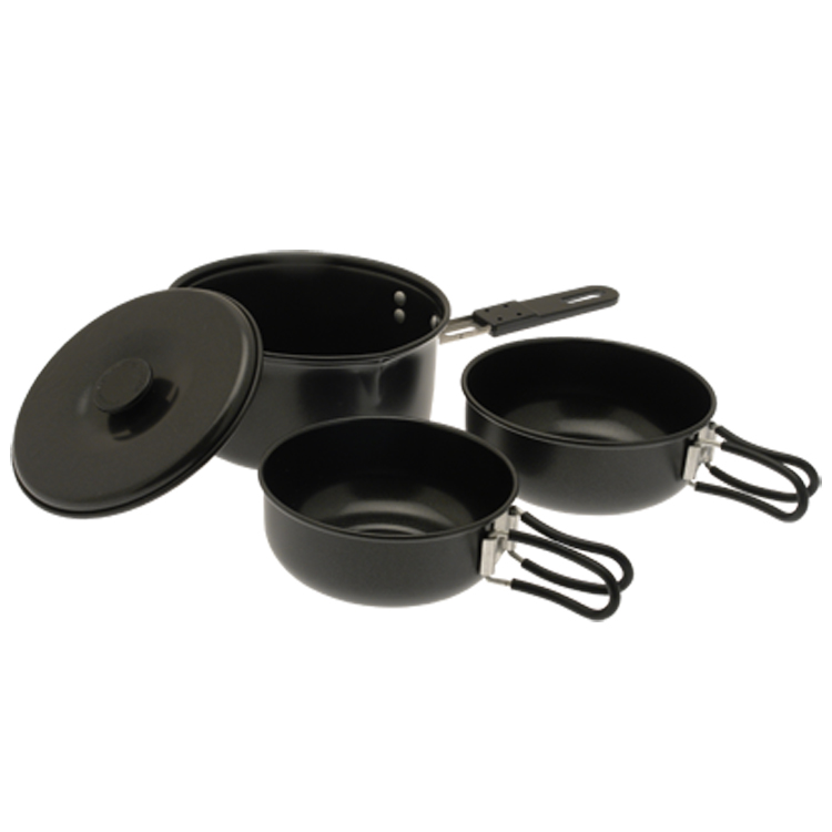 Royal Non-Stick Camping Travel Cookset Lightweight Pans Lid Cookware 4 Piece
