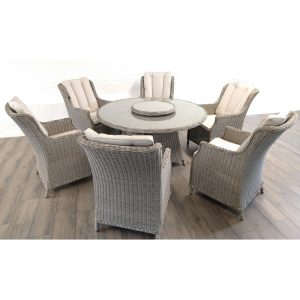 Octavia - 6 Person Premium Dining Set (Beige Cushions)