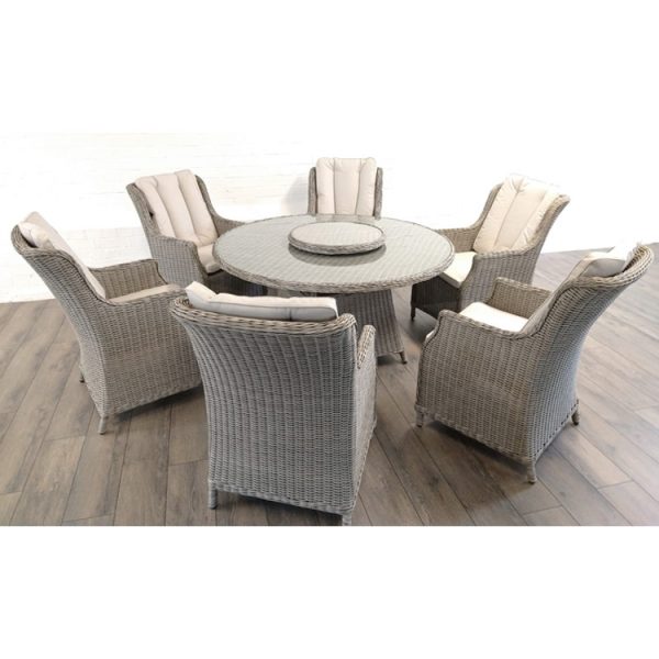Octavia - 6 Person Premium Dining Set (Beige Cushions)