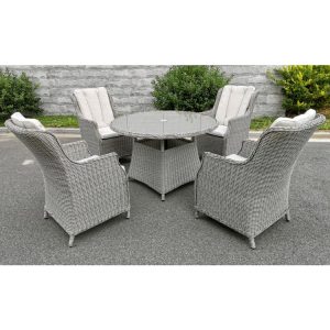 Octavia - 4 Person Premium Dining Set (Beige Cushions)