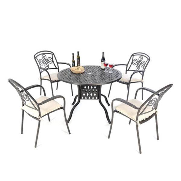 Buckingham Cast Aluminium – 4 Person Dining Set - Bronze