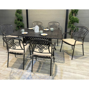 Buckingham Cast Aluminium – 6 Person Rectangular Dining Set - Bronze