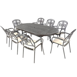 Buckingham Cast Aluminium – 8 Person Oval Dining Set - Bronze
