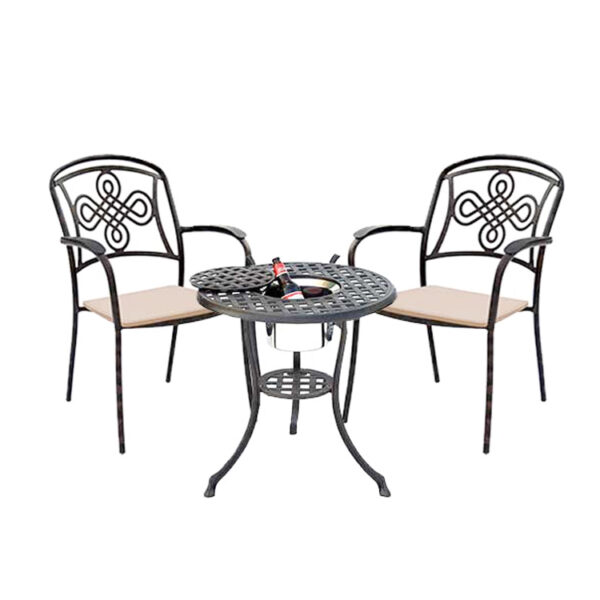 Buckingham Cast Aluminium – Bistro Set with Ice Bucket - Bronze