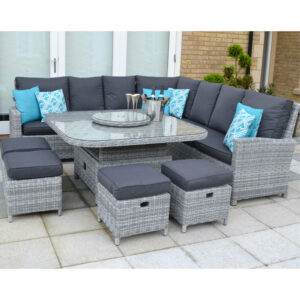 San Diego – Corner Set with Height Adjustable Table and Built-In Sun Loungers