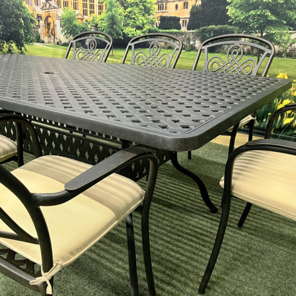 Buckingham Cast Aluminium – 8 Person Rectangular Dining Set - Bronze - Image 3