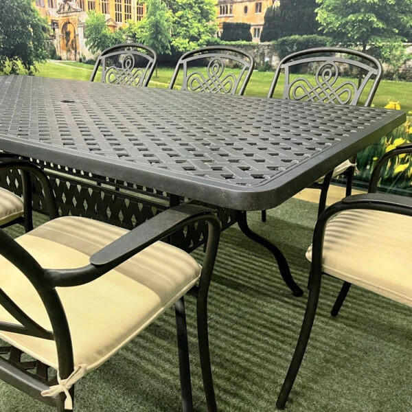 Buckingham Cast Aluminium – 8 Person Rectangular Dining Set - Bronze - Image 3