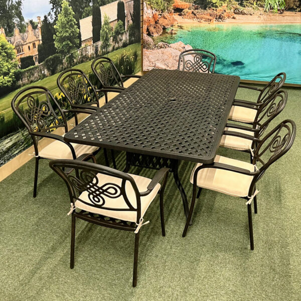 Buckingham Cast Aluminium – 8 Person Rectangular Dining Set - Bronze - Image 2