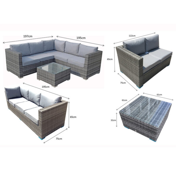 Georgia Corner Set with Coffee Table - Grey - Image 2