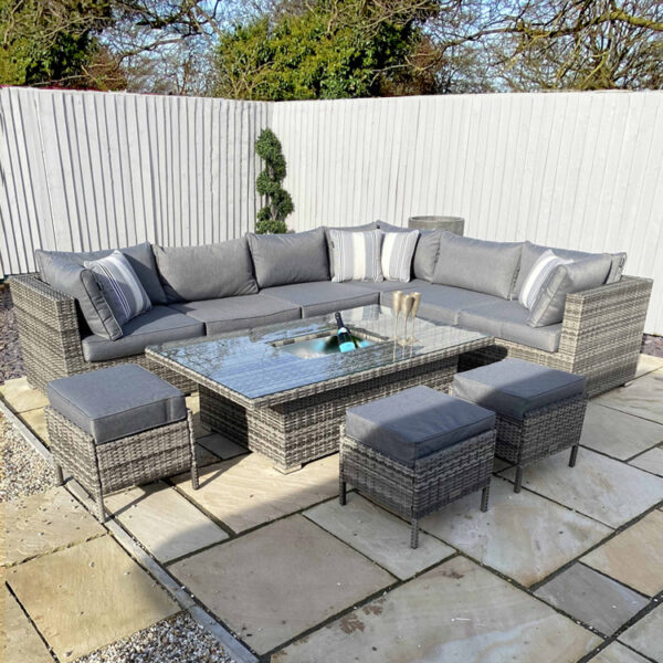 Monza Grand Modular – L-Shape Corner Set with Height Adjustable Table and Ice Bucket - Image 2