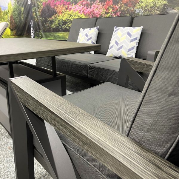 Chicago - 3 Seat Sofa Lounge Set with Height Adjustable Table – Charcoal - Image 3