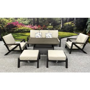 Chicago - 3 Seat Sofa Lounge Set with Height Adjustable Table – Ecru