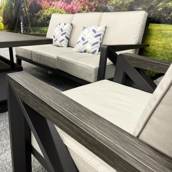 Chicago - 3 Seat Sofa Lounge Set with Height Adjustable Table – Ecru - Image 3