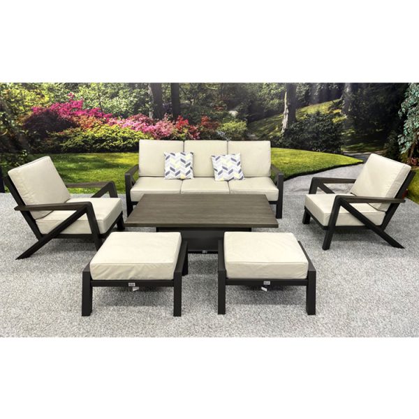 Chicago - 3 Seat Sofa Lounge Set with Height Adjustable Table – Ecru - Image 2