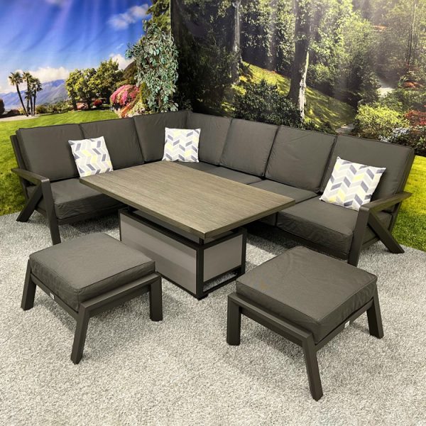 Chicago - L-Shaped Corner Set with Height Adjustable Table – Charcoal - Image 3