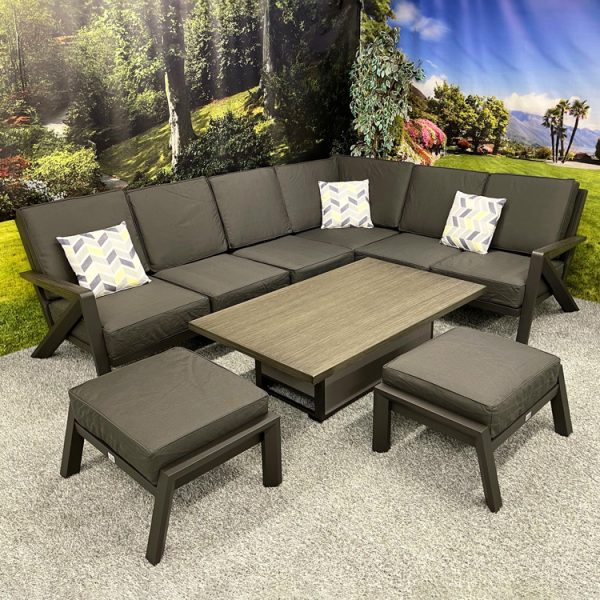 Chicago - L-Shaped Corner Set with Armchair and Height Adjustable Table - Charcoal - Image 3