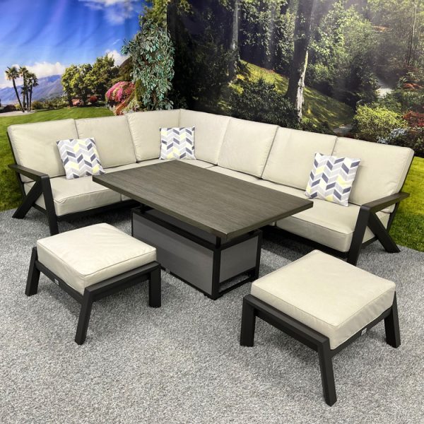Chicago - L-Shaped Corner Set with Height Adjustable Table – Ecru - Image 3