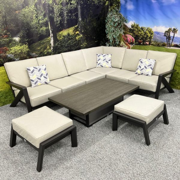 Chicago - L-Shaped Corner Set with Height Adjustable Table – Ecru - Image 2