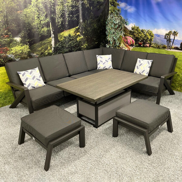 Chicago - L-Shaped Corner Set with Height Adjustable Table – Charcoal