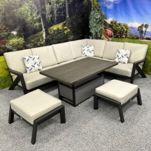 Chicago - L-Shaped Corner Set with Height Adjustable Table – Ecru