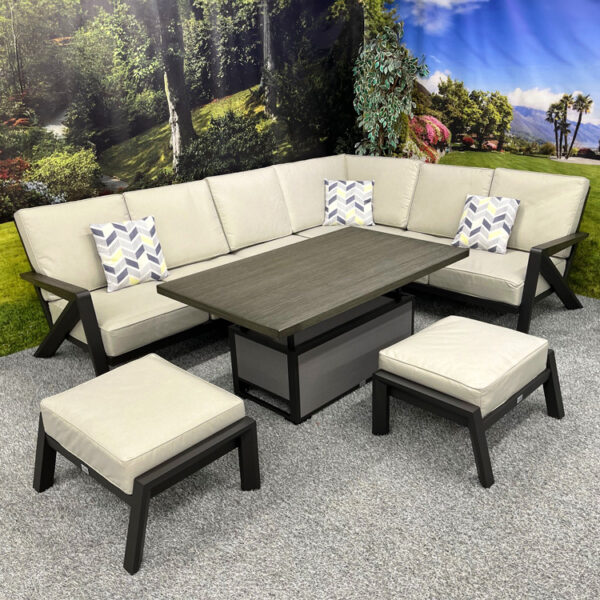 Chicago - L-Shaped Corner Set with Height Adjustable Table – Ecru