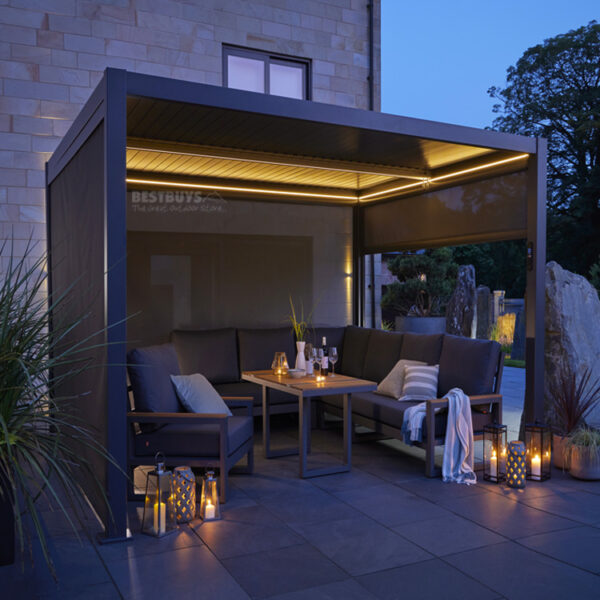 3m x 3m - Luxury Aluminium Pergola (with 3 x Side Blinds and LED Lighting) - Image 2