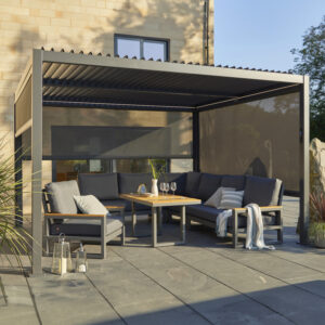 3m x 4m - Luxury Aluminium Pergola (with 3 x Side Blinds and LED Lighting)