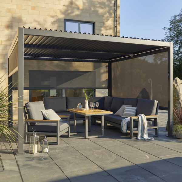 3m x 4m - Luxury Aluminium Pergola (with 3 x Side Blinds and LED Lighting)