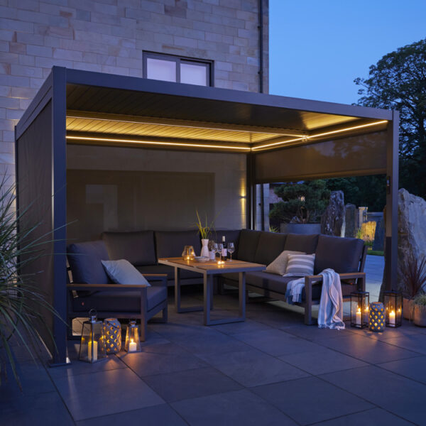 3m x 4m - Luxury Aluminium Pergola (with 3 x Side Blinds and LED Lighting) - Image 2