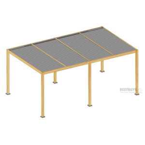 3.6m x 6m - Luxury Timber Effect Aluminium Pergola (with 3 x Side Blinds and LED Lighting) - (Pre-Order)