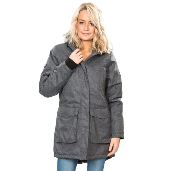 Trespass Womens Thundery Parka Jacket – Black / Grey