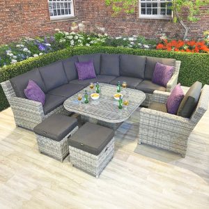 Fresno – Curved Corner Set with Height Adjustable Table