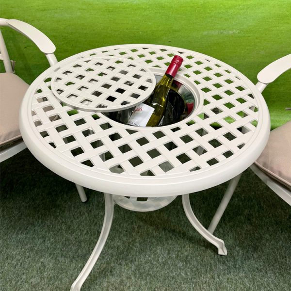 Buckingham Cast Aluminium – Bistro Set with Ice Bucket - Cream - Image 2