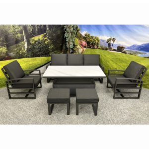 Seattle Grey – 3 Seat Sofa Lounge Set with Height Adjustable Table