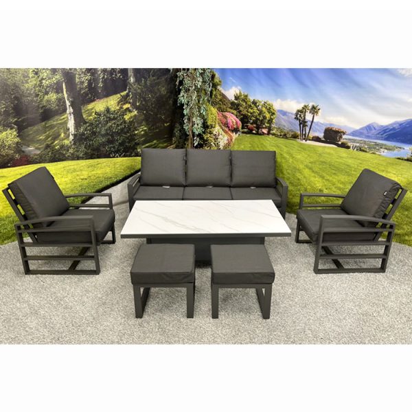 Seattle Grey – 3 Seat Sofa Lounge Set with Height Adjustable Table - Image 2