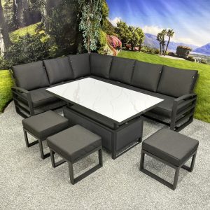 Seattle Grey – L-Shaped Corner Set with Height Adjustable Table