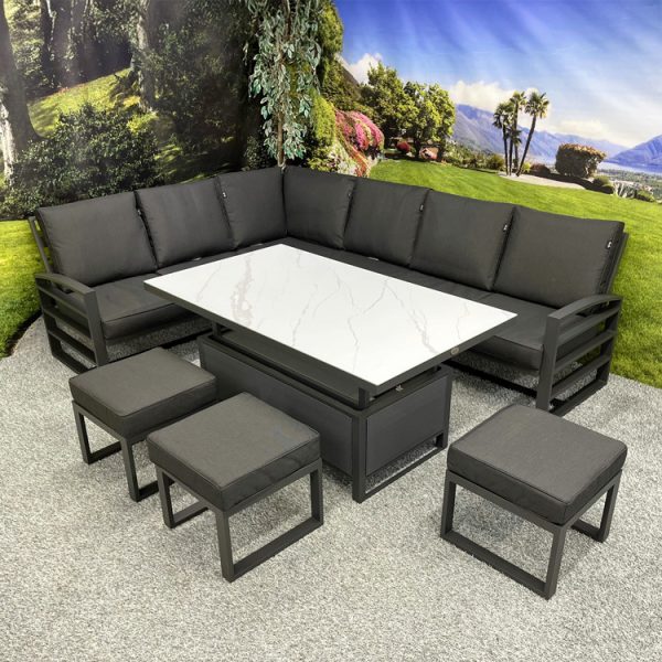 Seattle Grey – L-Shaped Corner Set with Height Adjustable Table