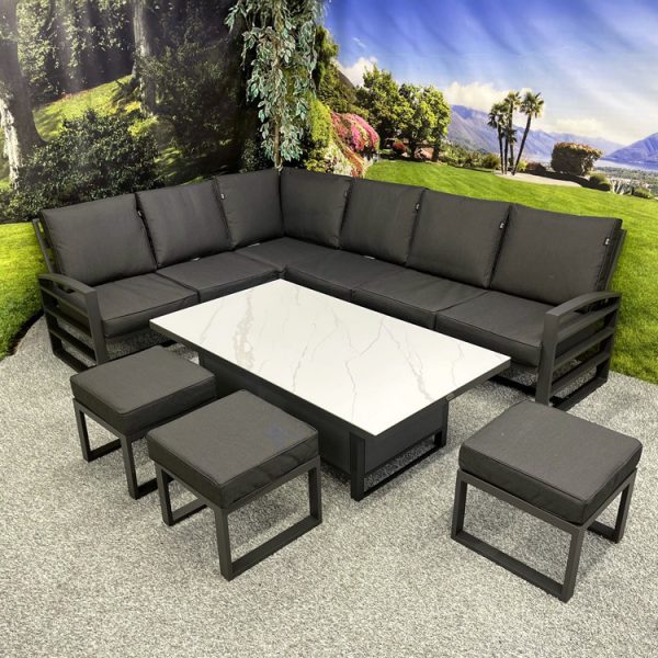 Seattle Grey – L-Shaped Corner Set with Height Adjustable Table - Image 2