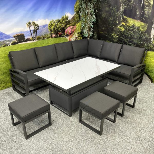 Seattle Grey – L-Shaped Corner Set with Height Adjustable Table - Image 3