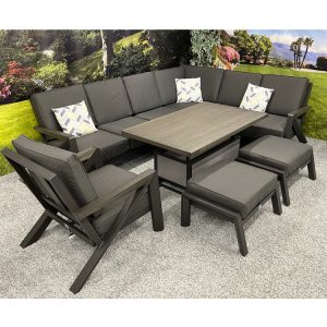 Chicago - L-Shaped Corner Set with Armchair and Height Adjustable Table - Charcoal