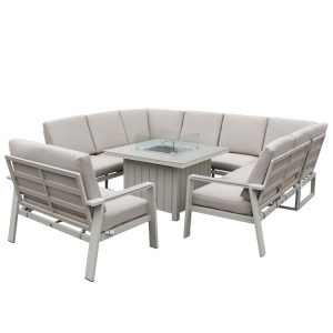 Neptune – Large U-Shape Corner Set with Love Seat and Gas Fire Pit Table