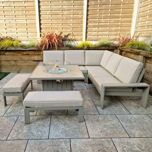 Venus – Square Corner Set with Gas Fire Pit Table - Image 2