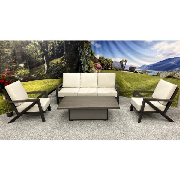 Chicago - 3 Seat Sofa Lounge Set with Height Adjustable Table – Ecru - Image 2