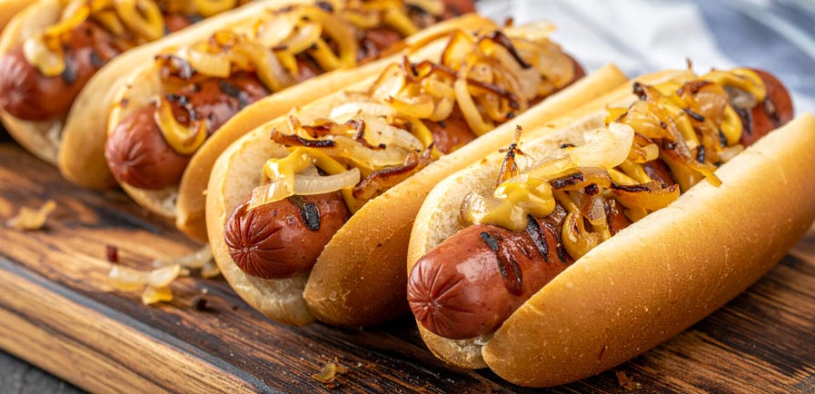 Sticky Apple & Onion Bonfire Hot Dogs